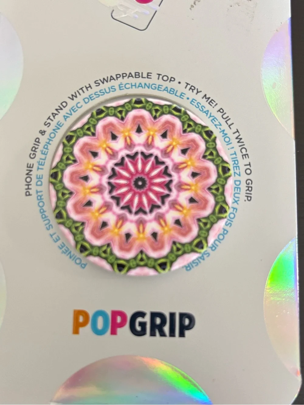 PopSocket PopGrip Pink & Green Floral Mandala Phone Grip
